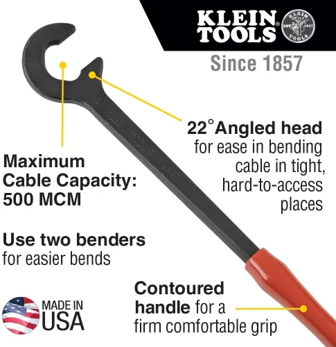 Vista 6 de Klein Tools Pelacables (750-350 MCM) y paquete de doblador de cables de 14 pulgadas