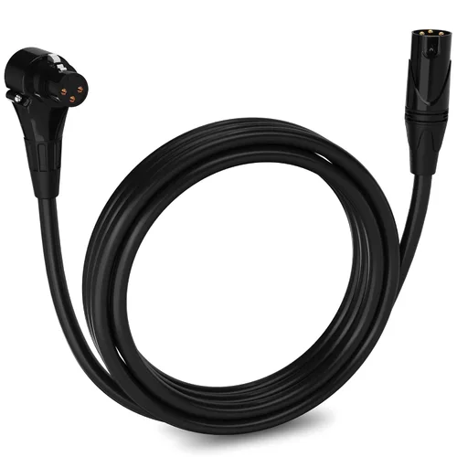 Vista 84 de LyxPro Cable de micrófono XLR hembra a macho de ángulo recto de 3 pines de 1.5 pies para altavoces amplificados, interfaz de audio, rendimiento