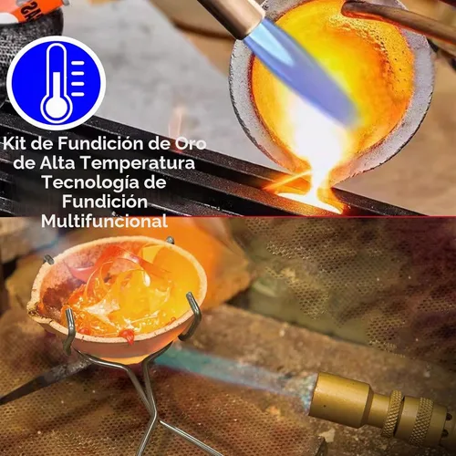 Vista 2 de Kit de fundición de soplete de grafito de 9 piezas, incluye molde de lingote de fundición, crisol de grafito, 2 varillas de agitación, taza
