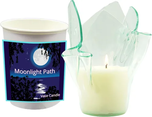 Vista 11 de Moonlight Path Vase Candle - Blend of Summer Flowers. (Clear Set)