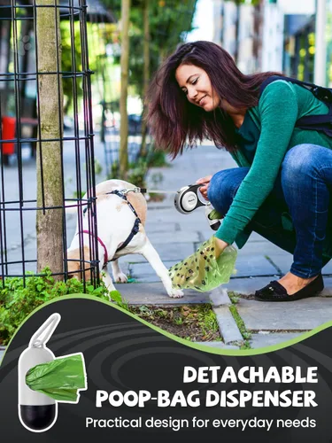 Vista 6 de Correa retráctil para perro con linterna LED, correa para perro 3 en 1 retráctil para perros pequeños y medianos de hasta 66 libras, 16 pies, mango
