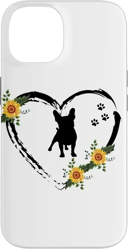 Vista 4 de iPhone 16 French Bulldog With Paw Prints And Sunflower Heart On White Case