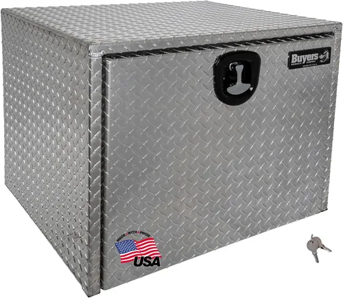 Vista 20 de Buyers Products 1705148 - Caja de camión de aluminio diamantado para debajo de la carrocería con pestillo de mango en T, 14 x 12 x 16 pulgadas