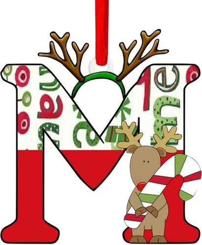 Vista 18 de Decoración colgante para árbol de Navidad de 26 letras, adornos para árbol de Navidad, adornos personalizados de 26 letras, decoración de Navidad