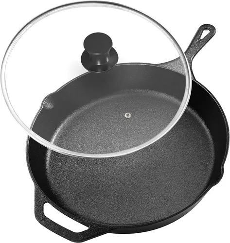 Vista 7 de Utopia Kitchen - Sartén de hierro fundido de 8 pulgadas con tapa, sartén para chefs, color negro