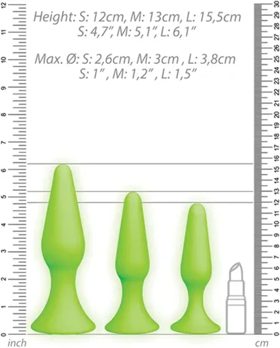 Vista 4 de Ouch GITD OU736GLO - Juego de enchufes de silicona (3 piezas)