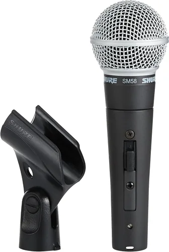 Vista 2 de Shure Micrófono vocal dinámico cardioide SM58 con interruptor de encendido/apagado, montaje de choque neumático (SM58S) y transformador de línea