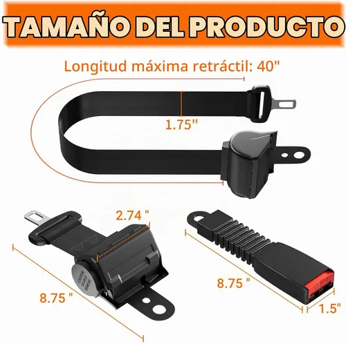Vista 5 de CLUBRALLY Golf Cart Seat Belts, 40" Retractable Universal Seat Belts Kit for Club Car EZGO Yamaha 2 Set/4 Set