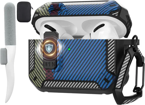 Vista 58 de Maxjoy Funda para AirPods Pro 3 2025, MagSafe compatible con bloqueo automático, funda protectora a prueba de golpes con soporte para teléfono