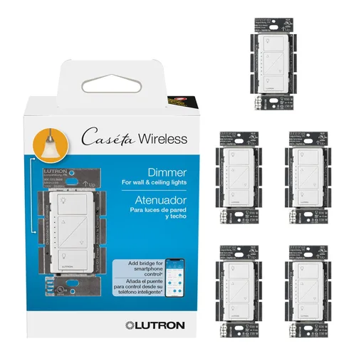 Vista 22 de Lutron Caseta - Interruptor de atenuación inteligente original (requiere Lutron Smart Hub), para luces LED, 150 vatios, un solo polo/3 vías, no Negro