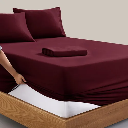 Vista 43 de Manyshofu Juego de sábanas de tamaño individual con bolsillos extra profundos, sábanas y fundas de almohada de 1800 hilos de lujo para hotel, juego