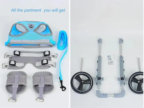 Vista 6 de Silla de ruedas para perro de 2 ruedas para pata trasera, carrito de ayuda para caminar para perros pequeños, medianos y grandes, ajustable