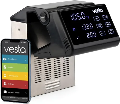 Vista 10 de Vesta Precision Cocina Sous Vide, capacidad de 30 L, control de aplicación WiFi Large Display Screen,Foldable Design, IPX7 Waterproof, High