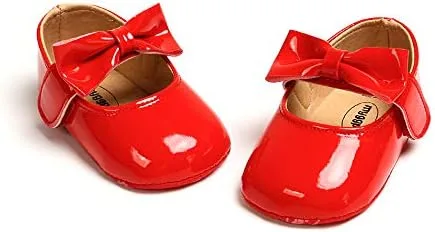 Vista 6 de Ohwawadi Zapatos de bebé para niña, zapatos planos Mary Jane de princesa para vestido de boda, zapatos de cuna para recién nacidos, bebés, bebés