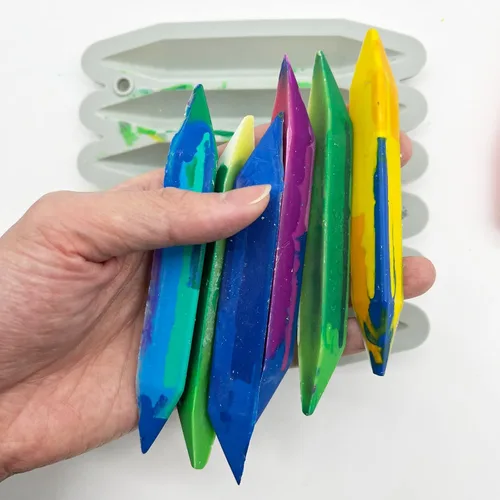 Vista 6 de DLUCKY Molde de reciclaje de crayón, 2 unidades, molde de silicona 3D de doble punta, apto para horno, silicona pura, molde de crayón reutilizable