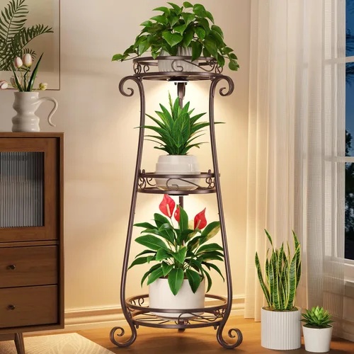 Vista 15 de LASZOLA 3 Tiers Metal Corner Plant Flower Stand Tall Indoor Outdoor, Bronze Bronce