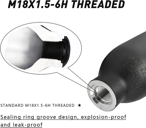 Vista 5 de Botella de aire de aluminio de 4500 psi, cilindro de PCP aeronáutico a prueba de explosiones de 30 Mpa, tanque de alta presión recargable M18 * 1.5