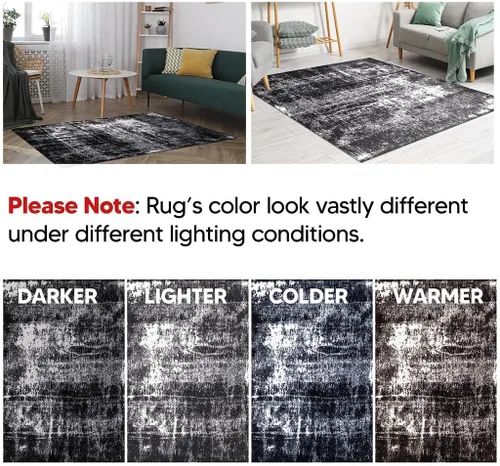 Vista 6 de Keen Home Design Alfombras de Área - 2x3 Que No Se Desprenden, Alfombras Abstractas para Cocina, Sala de Estar, Dormitorio, Comedor, Entrada Negro