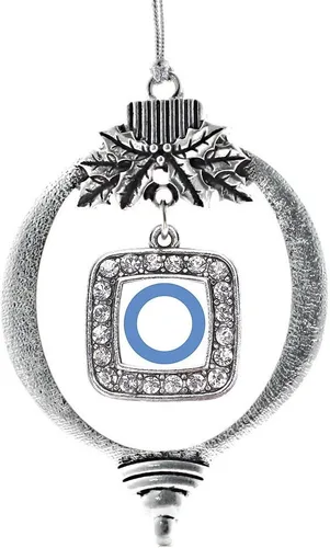 Vista 190 de Inspired Silver - Adorno con dije de reina de rodillo - Adornos navideños cuadrados de plata con joyas de circonita cúbica