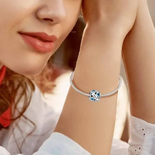 Vista 2 de NINGAN Dijes de piedra natal de marzo + marzo - Dije de nacimiento de narciso y mariposa para pulsera