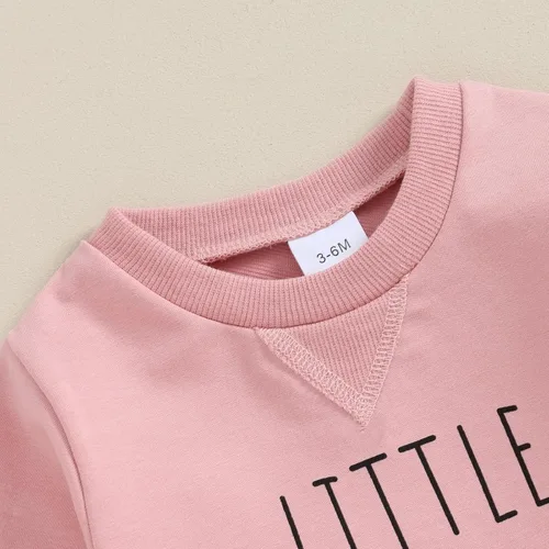 Vista 5 de Conjunto de ropa de bebé para niña, para hermana pequeña, color liso, suéter para otoño e invierno