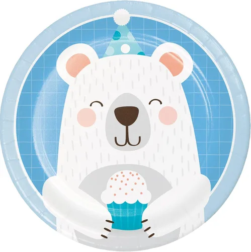 Vista 2 de Creative Converting Mantel de plástico con oso de cumpleaños azul, 1 unidad, tamaño único