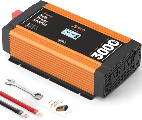 Vista 7 de Ampeak Inversor de potencia de 1500 W, 6.2 A, puertos USB duales, 3 salidas AC, inversor de corriente continua de 12 V a CA 110 V, puerto