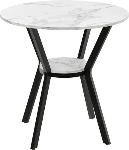 Vista 14 de MECHYIN Mesa de comedor redonda de 42 pulgadas para 2 a 4, mesa de cocina redonda de granja con estante de almacenamiento, mesa de comedor