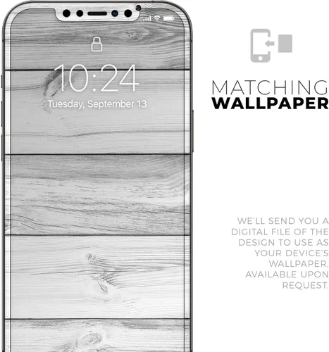 Vista 6 de DesignSkinz Kit de calcomanías de cuerpo completo compatible con iPhone 15 Plus, tablones de madera blanca y gris