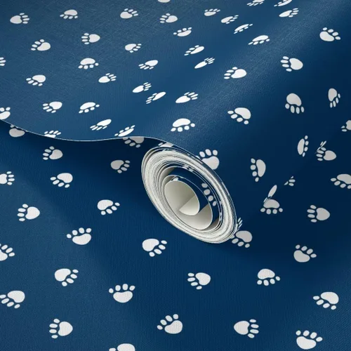 Vista 2 de Papel tapiz autoadhesivo para despegar y pegar, papel tapiz extraíble de color azul marino para mascotas, perros, gatos y patas, mascotas Spoonflower