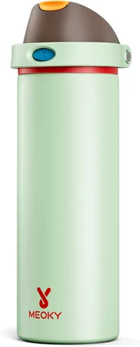 Vista 54 de Botella de agua de 24 onzas para el día de San Valentín: Botella de agua de acero inoxidable Meoky con popote y tapa de boquilla, a prueba de fugas