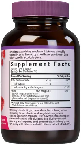 Vista 2 de Bluebonnet Earth Sweet Cellular Active Methylfolate 400 mcg comprimidos masticables, 90
