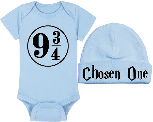 Vista 49 de Sombrero de bebé Wizard - Chosen One (tela negra - diseño dorado)