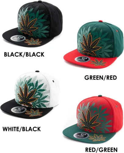 Vista 4 de Gorra de béisbol bordada con diseño de hojas de marihuana y cannabis