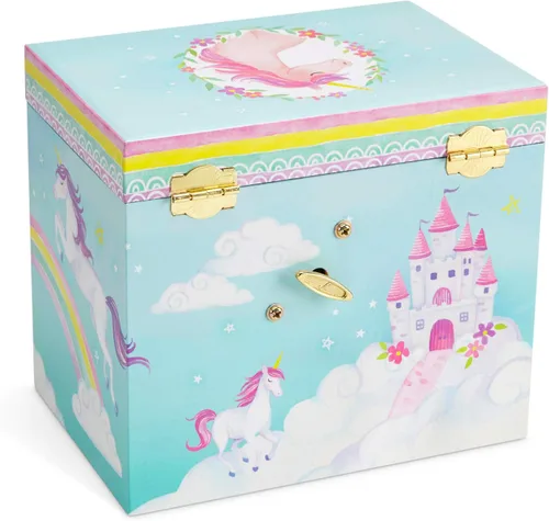 Vista 4 de Jewelkeeper Caja de música de unicornio y juego de joyas para niñas pequeñas 3 regalos de unicornio para niñas joyero para niñas cajas de música