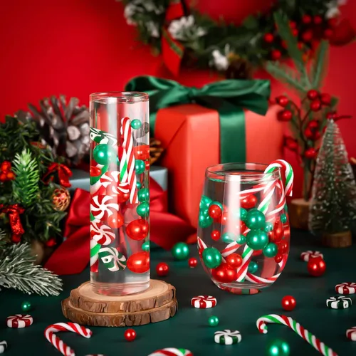 Vista 5 de 120 piezas de relleno de jarrón de Navidad, cuentas flotantes para decoración de jarrones