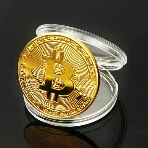 Vista 6 de 1 moneda conmemorativa Bitcoin chapada en oro de 24 quilates, criptomoneda BTC de 0.118 in coleccionable con funda protectora, criptomoneda