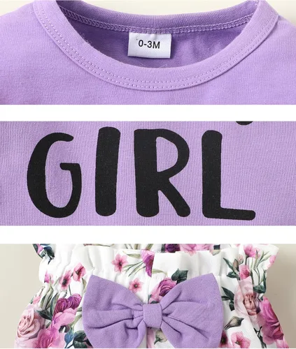 Vista 7 de Ropa para bebé recién nacida, con volantes, mameluco de algodón floral, conjunto de pantalones de algodón para niñas