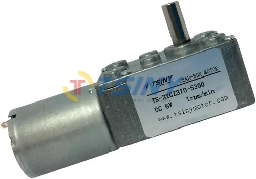 Vista 2 de bemonoc High Torque DC 6 V Baja velocidad 1 rpm reductor de Geared Motor con Worm Gear Box para piezas de robot