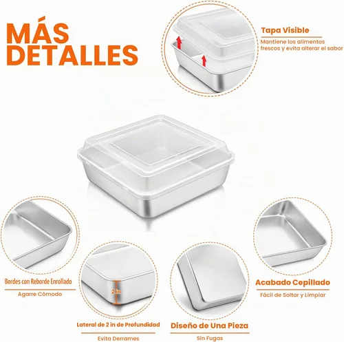 Vista 3 de TeamFar Molde cuadrado para tartas de 6 pulgadas, mini molde cuadrado de acero inoxidable para hornear asar, saludable y resistente, diseño de una