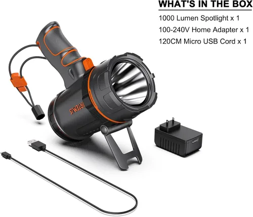 Vista 6 de GOODSMANN Spotlight - Foco de barco de 1000 lúmenes, impermeable, recargable, luz marina LED portátil 9212-89201-01A