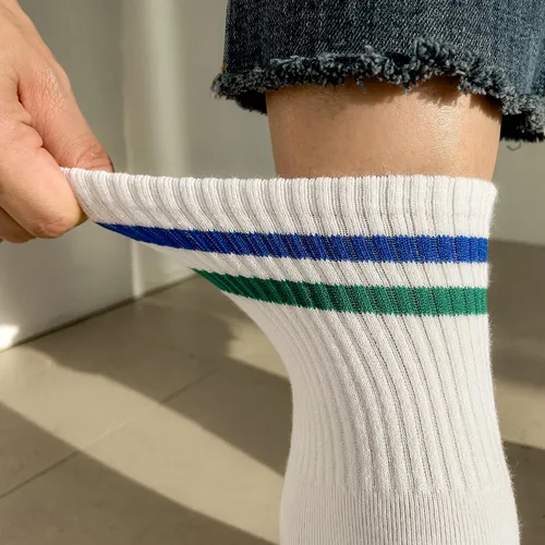 Vista 8 de MK SOCKS - Calcetines deportivos de algodón a rayas para correr, estilo retro, lindos, a juego, para hombres y mujeres
