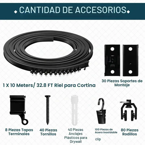 Vista 2 de Jetec Riel de cortina de techo curvado de 10 m/ 32.8 pies, soporte plegable para riel de cortina, litera, ventana, divisor de habitación, flexible