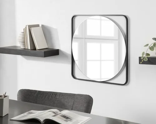 Vista 2 de Kate and Laurel Nobles Radius - Espejo esquinero enmarcado, 24x24, negro