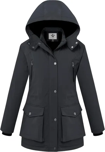 Vista 8 de Wenven Abrigos de invierno impermeables para mujer, chaquetas acolchadas gruesas y cálidas con capucha desmontable Verde militar