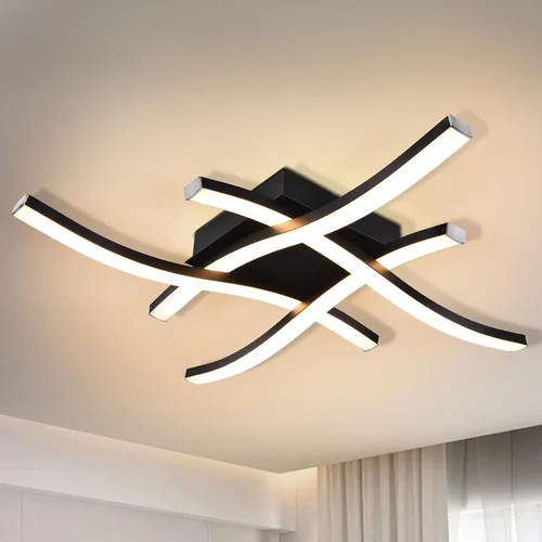 Vista 12 de EDISLIVE Moderna lámpara de techo LED regulable curva, 2 luces de 22.5 pulgadas, lámpara de techo minimalista LED empotrada para dormitorio