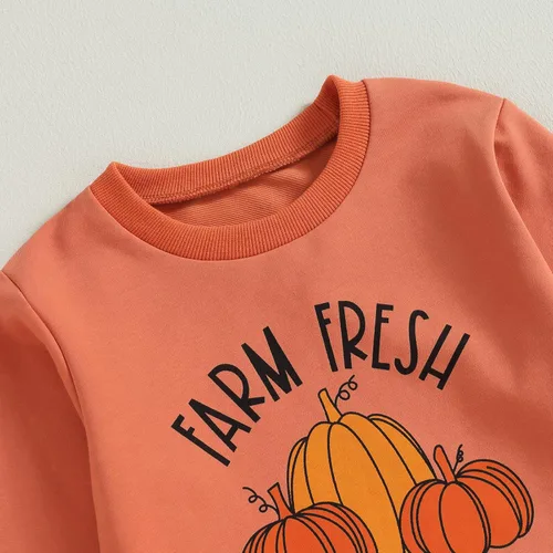 Vista 39 de Traje de Halloween para bebé niña, manga larga, cuello redondo, letras de fantasma, parte superior con estampado de fantasma, parte inferior