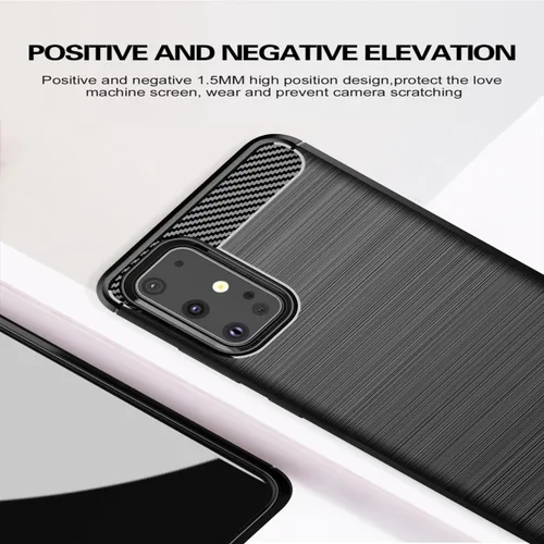 Vista 5 de Funda de teléfono para Galaxy S20 Plus, Samsung S20+ SM-G986U, fibra de carbono a prueba de golpes resistente escudo suave TPU contraportada