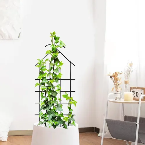 Vista 9 de ARIFARO Enrejado de metal de 24 pulgadas para plantas trepadoras, paquete de 4 enrejados para plantas en maceta, enrejado negro para interiores