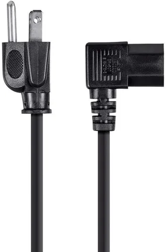 Vista 2 de Monoprice Cable de alimentación en ángulo recto NEMA 5-15P a ángulo recto IEC 60320 C13, 15 Amp, 1875 W, 125 voltios, 14AWG, 2 pies, negro